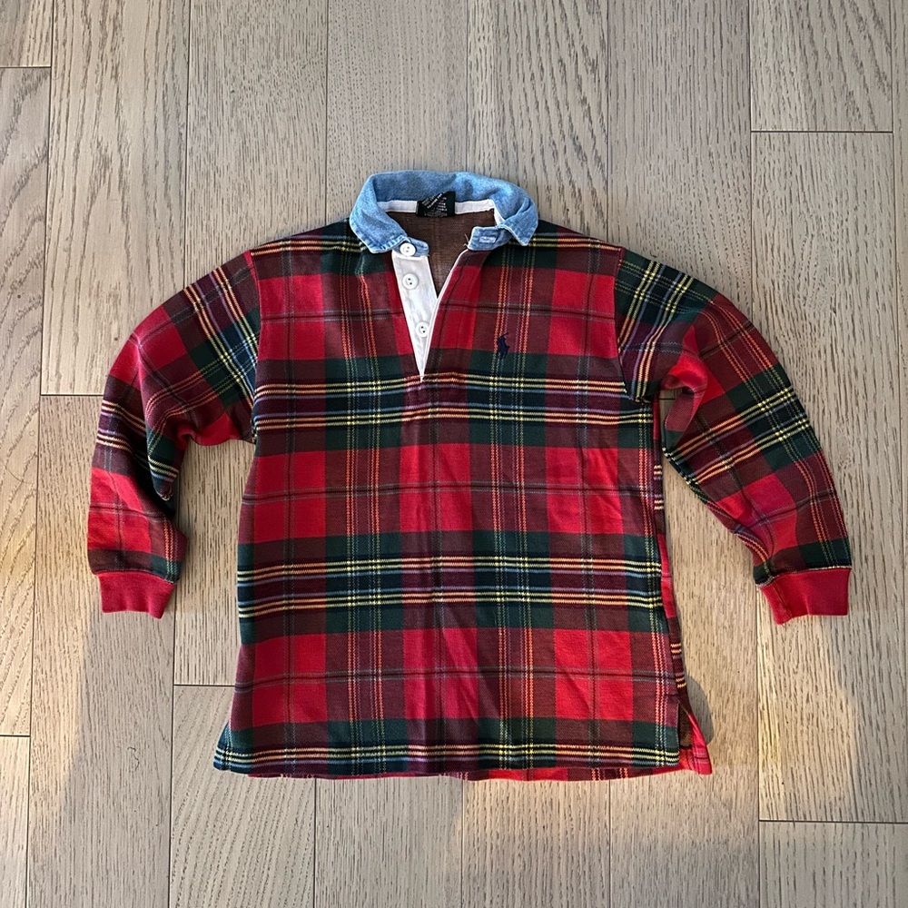 Vintage 1970s Polo by Ralph Lauren Tartan Plaid Kids Shirt Size 7